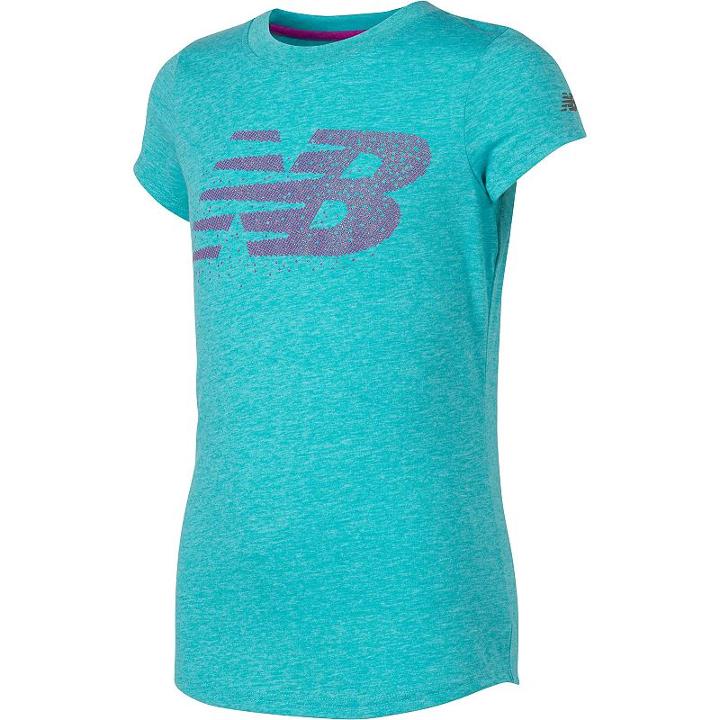 Girls 7-16 New Balance Short Sleeve Athletic Graphic Tee, Size: 10-12, Turquoise/blue (turq/aqua)