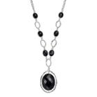 Black Oval Stone Necklace, Women's