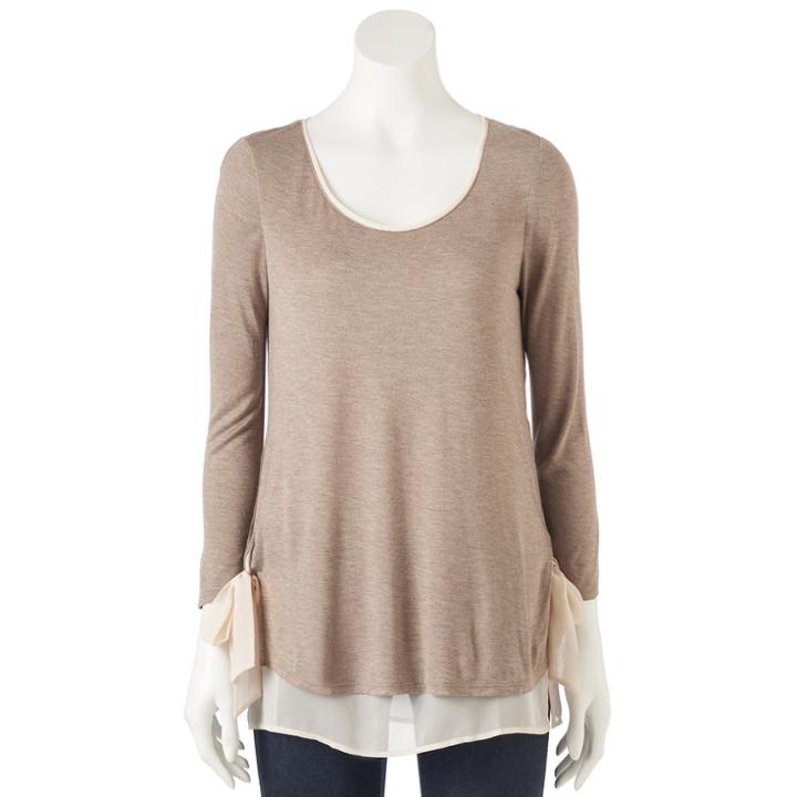Women's Lc Lauren Conrad Solid Mock-layer Tunic, Size: Small, Lt Beige