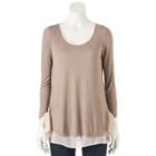 Women's Lc Lauren Conrad Solid Mock-layer Tunic, Size: Small, Lt Beige
