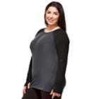 Plus Size Hottotties By Terramar Ashley Raglan Long Sleeve Top, Women's, Size: 3xl, Light Grey