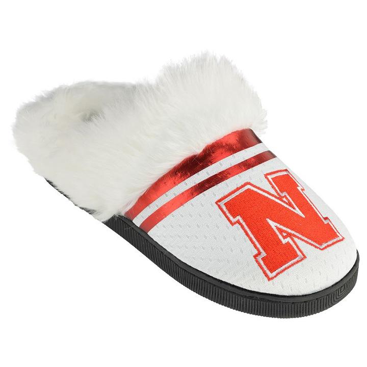Women's Nebraska Cornhuskers Plush Slippers, Size: Small, White