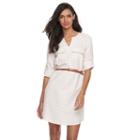 Women's Sharagano Roll-tab Belted Shirtdress, Size: 10, Brt Pink