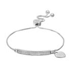 Brilliance Silver Plated Heart Charm Bolo Bracelet With Swarovski Crystals, Women's, White
