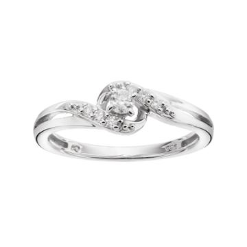 I Promise You Sterling Silver 1/6 Carat T.w. Diamond Bypass Promise Ring, Women's, Size: 7, White