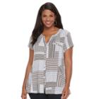 Plus Size Dana Buchman Printed Peplum Shirt, Women's, Size: 2xl, Med Beige