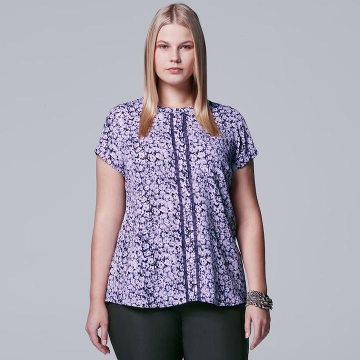 Plus Size Simply Vera Vera Wang Essential Popover Top, Women's, Size: 2xl, Lt Purple