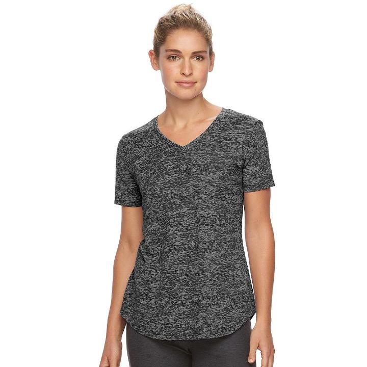 Women's Tek Gear&reg; Easy Burnout V-neck Yoga Tee, Size: Large, Black