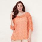 Plus Size Lc Lauren Conrad Printed Chiffon Peasant Top, Women's, Size: 0x, Light Pink