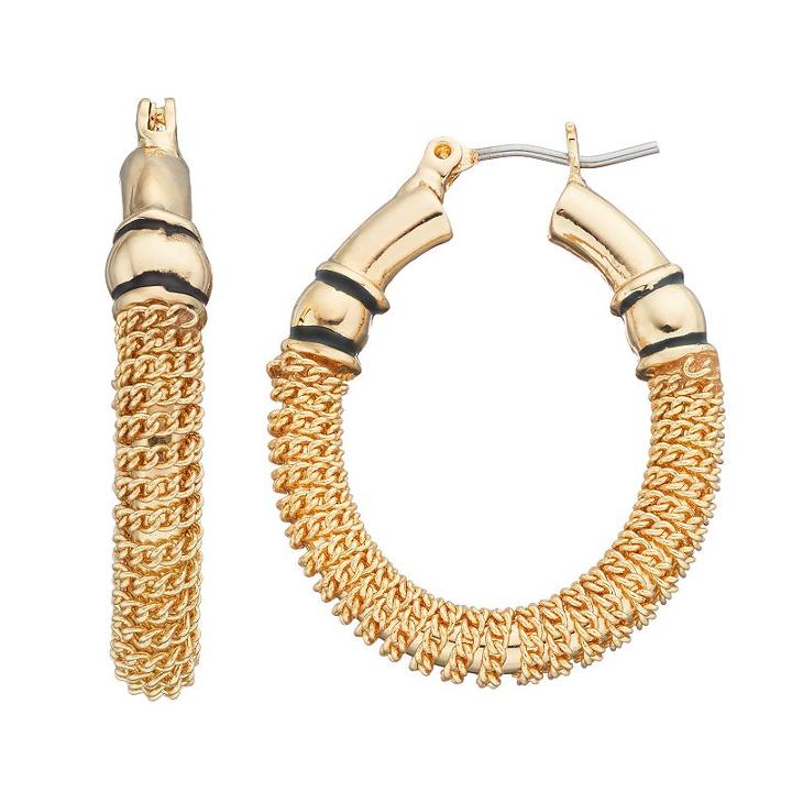 Dana Buchman Chain Oval Hoop Earrings, Women's, Gold