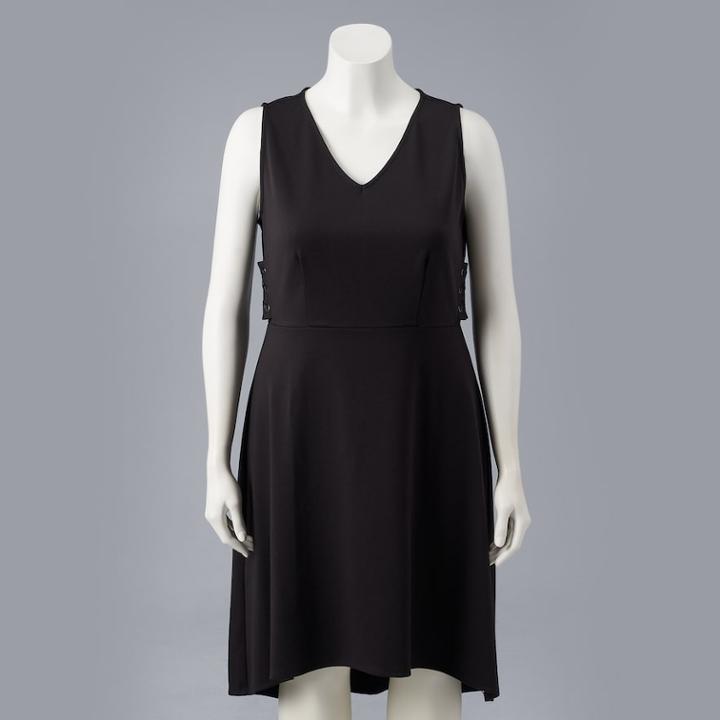 Plus Size Simply Vera Vera Wang Handkerchief Ponte Dress, Women's, Size: 3xl, Black