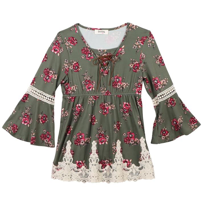 Girls 7-16 Speechless Crochet Accent Lace-up Top, Size: Xl, Red Overfl