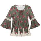Girls 7-16 Speechless Crochet Accent Lace-up Top, Size: Xl, Red Overfl