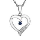 Sterling Silver Lab-created Sapphire Heart Pendant, Women's, Size: 18, Blue