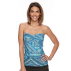 Women's Croft & Barrow&reg; Twist-front Bandeaukini Top, Size: 18, Med Blue