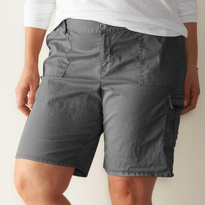 Plus Size Sonoma Goods For Life&trade; Cargo Bermuda Shorts, Women's, Size: 20 W, Grey