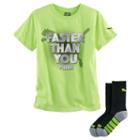 Boys 8-20 Puma Faster Than You Tee & Socks, Size: Small, Yellow Oth