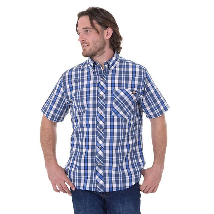 Men's Dickies Relaxed-fit Plaid Button-down Shirt, Size: Large, Blue