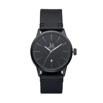 Joshua & Sons Men's Leather Swiss Watch, Black