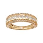 Cubic Zirconia 10k Gold 3-row Ring, Women's, Size: 9, White