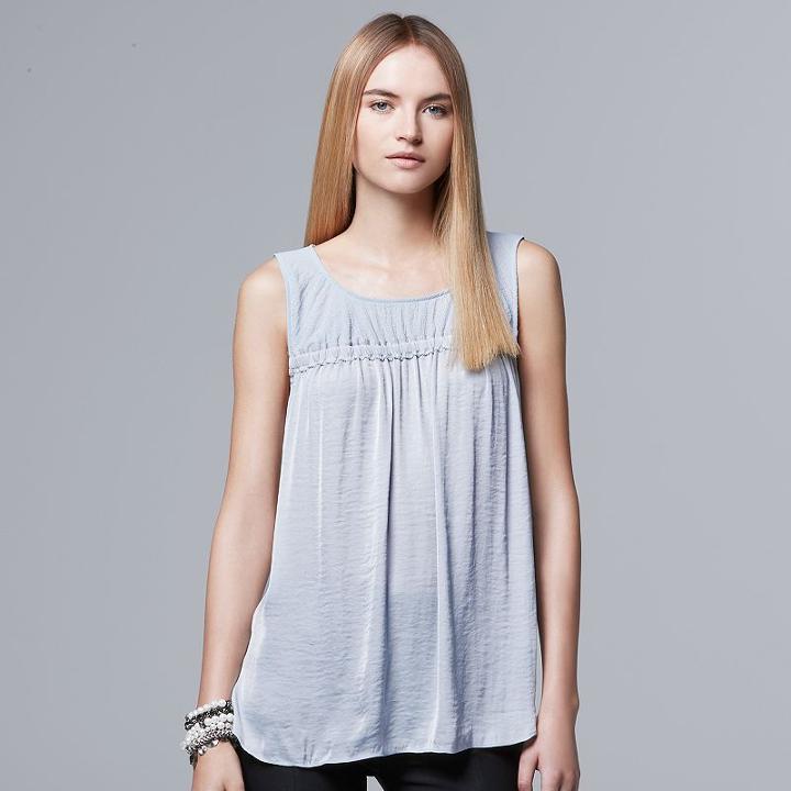 Women's Simply Vera Vera Wang Mixed-media Tank, Size: Large, Silver