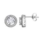 Journee Collection Sterling Silver Cubic Zirconia Halo Stud Earrings, Women's, White