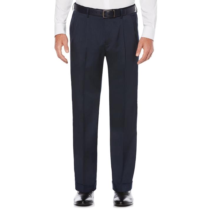 Big & Tall Savane Straight-fit Stretch Crosshatch Pleated Dress Pants, Men's, Size: 46x34, Turquoise/blue (turq/aqua)