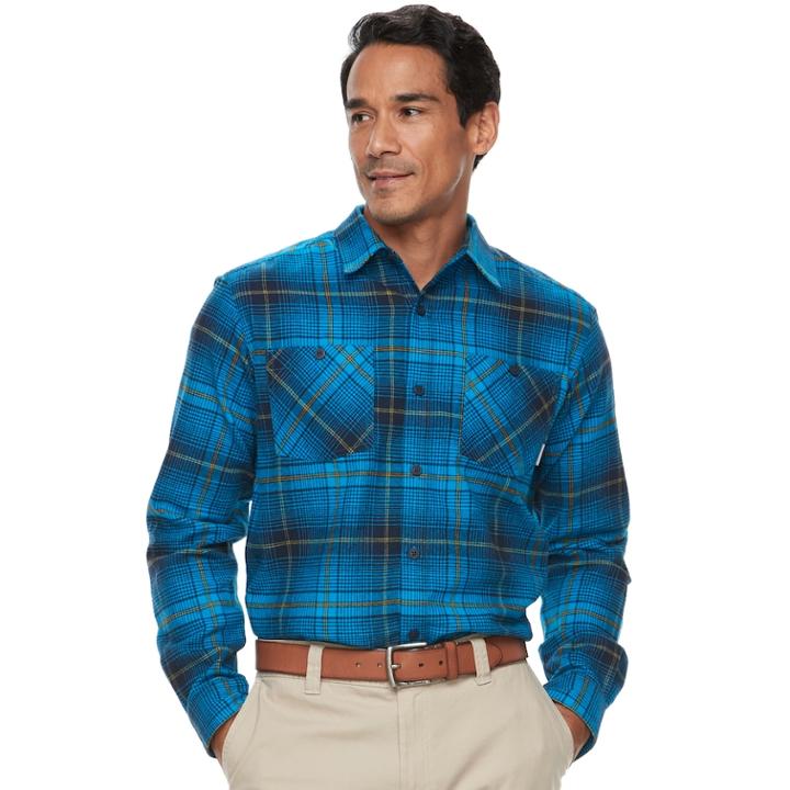 Big & Tall Columbia Highland Home Classic-fit Plaid Flannel Button-down Shirt, Men's, Size: 3xl Tall, Dark Blue
