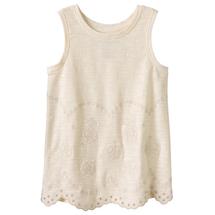 Girls 4-12 Sonoma Goods For Life&trade; Scalloped Embellished Tank Top, Girl's, Size: 8, White Oth