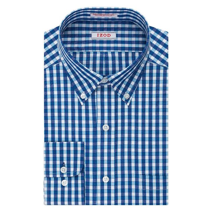 Men's Izod Slim-fit Performx Wrinkle-free Dress Shirt, Size: 18.5-34/35, Turquoise/blue (turq/aqua)