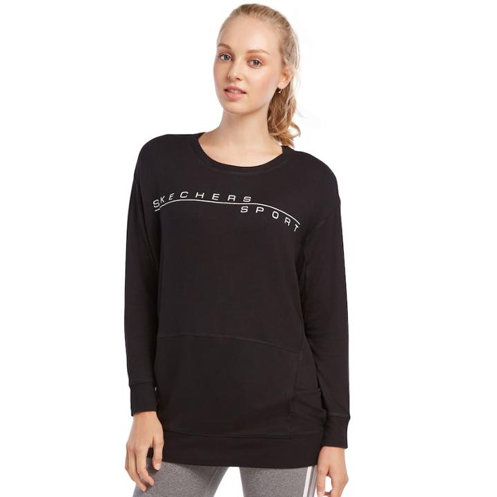 Women's Skechers Better Than Basic Crewneck Fleece Top, Size: Small, Black