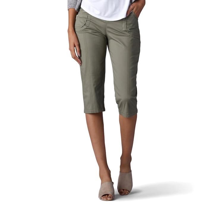 Petite Lee Lyric Twill Skimmer Capris, Women's, Size: 8 Petite, Med Green