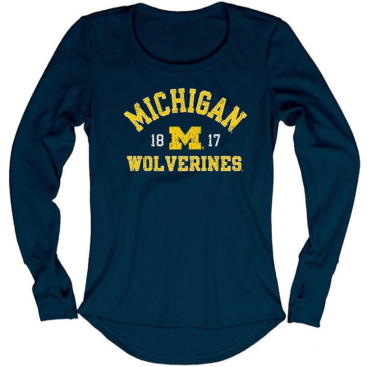 Women's Blue 84 Michigan Wolverines Thermal Long Sleeve Shirt, Size: Xl (navy)