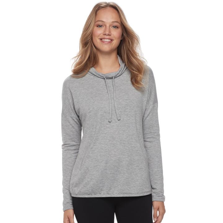 Women's Sonoma Goods For Life™ Pajamas: Cowlneck Banded-bottom Sweatshirt, Size: Xl, Med Grey