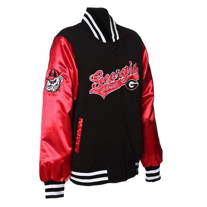 Women's Franchise Club Georgia Bulldogs Sweetheart Varsity Jacket, Size: Xs, Black