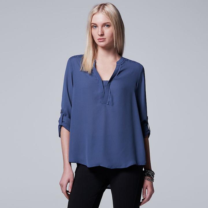 Women's Simply Vera Vera Wang Abstract Print Blouse, Size: Xl, Blue