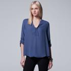 Women's Simply Vera Vera Wang Abstract Print Blouse, Size: Xl, Blue