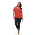 Plus Size Croft & Barrow&reg; Print Asymmetrical-hem Tee, Women's, Size: 0x, Brt Red