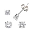 Charming Girl Sterling Silver Cubic Zirconia Stud Earring Set - Made With Swarovski Zirconia - Kids, White