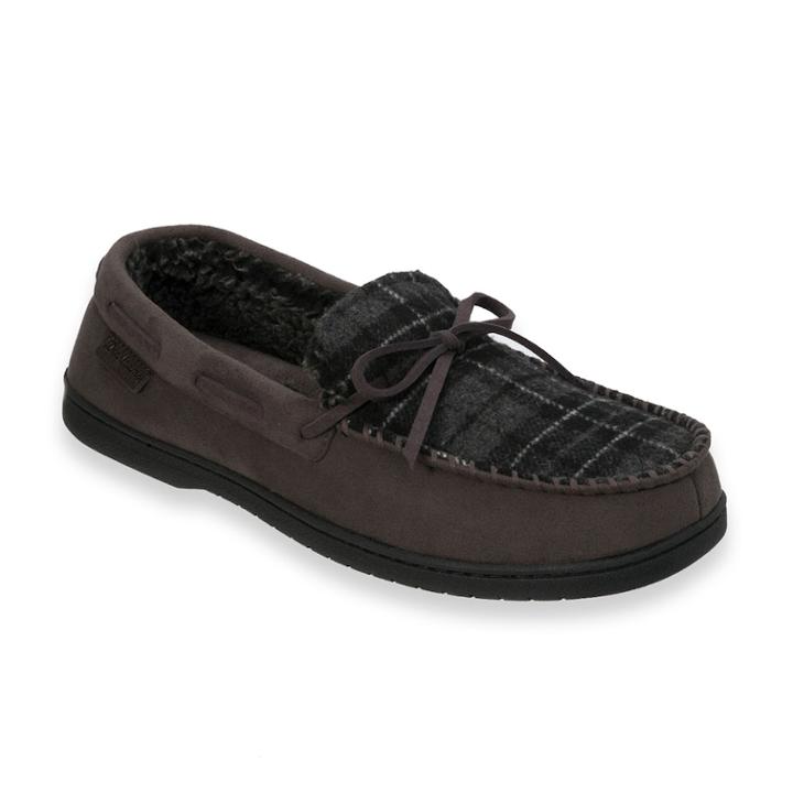 Men's Dearfoams Microfiber Whipstitch Moccasin Slippers, Size: Xl, Med Grey