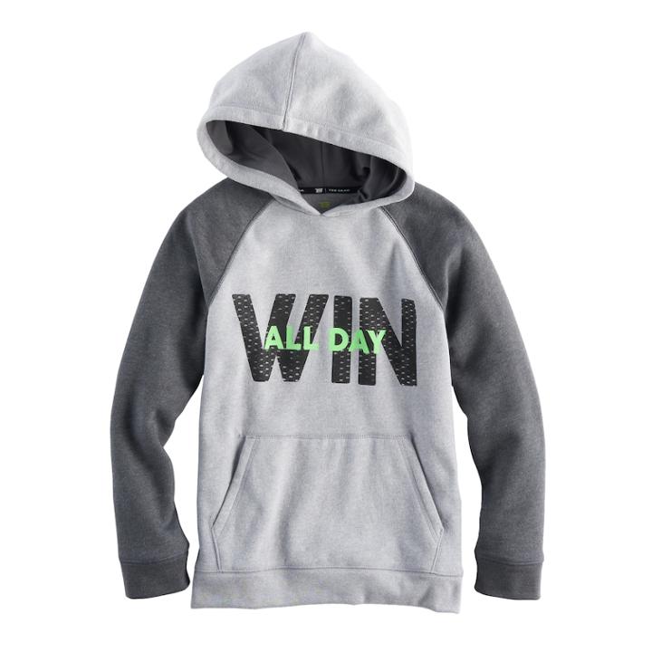 Boys 8-20 Tek Gear All Day Win Pull-over Hoodie, Size: Medium, Grey