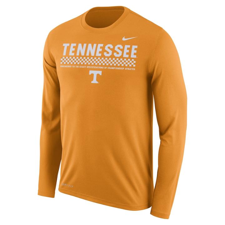 Men's Nike Tennessee Volunteers Dri-fit Legend Staff Long-sleeve Tee, Size: Small, Orange