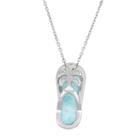 Larimar Sterling Silver Palm Tree Flip-flop Pendant Necklace, Women's, Size: 18, Blue