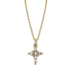 1928 14k Gold-plated Crystal Cross Pendant Necklace, Women's, Size: 16, Yellow