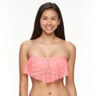 Mix And Match Laser-cut Flounce Bandeau Bikini Top, Size: Xl, Pink Other