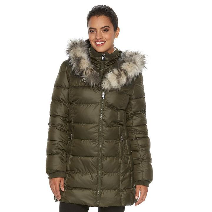 Women's Apt. 9&reg; Hooded Puffer Jacket, Size: Small, Green Oth