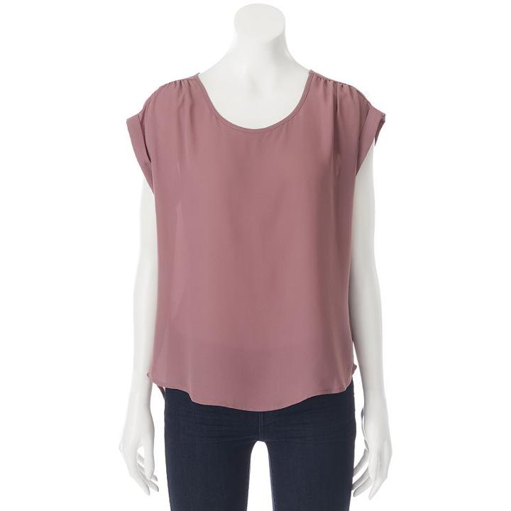 Pink Rose, Juniors' Cap Sleeve Woven Top, Girl's, Size: Large, Purple Oth