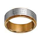 Two Tone Stainless Steel  The Lord's Prayer Spinner Band - Men, Size: 13, Grey