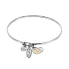 Hallmark Sterling Silver Simply Blessed & Newborn Charm Bangle Bracelet, Women's, Grey