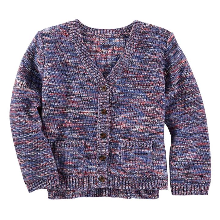 Girls 4-8 Oshkosh B'gosh&reg; Space-dyed Knit Cardigan, Size: 4, Blue (navy)